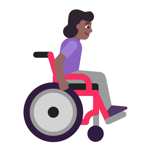 Woman In Manual Wheelchair Facing Right Flat Medium Dark Vector