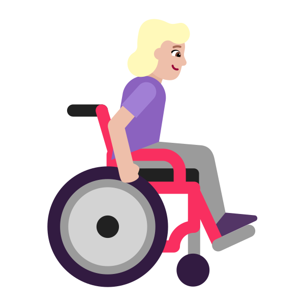 Woman In Manual Wheelchair Facing Right Flat Medium Light