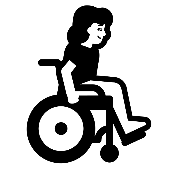 Woman In Manual Wheelchair Facing Right High Contrast Default