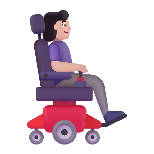 Woman In Motorized Wheelchair Facing Right Color Light Vector