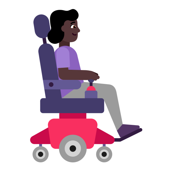 Woman In Motorized Wheelchair Facing Right Flat Dark Vector