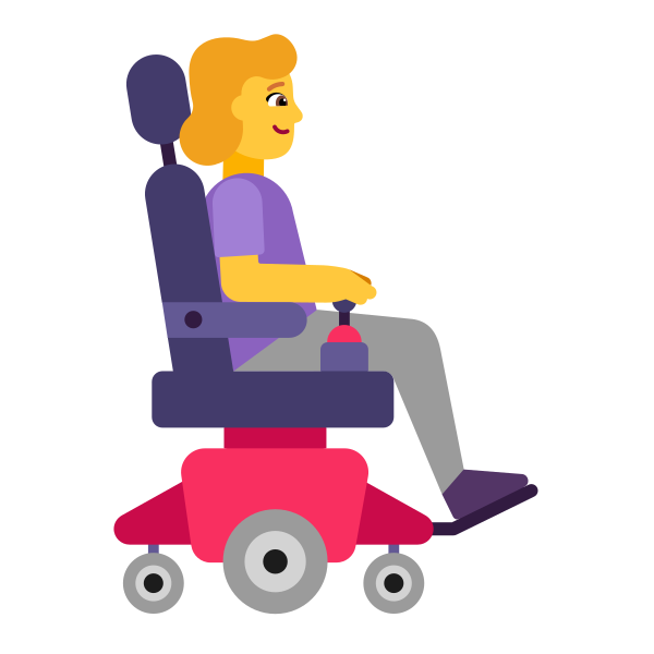 Woman In Motorized Wheelchair Facing Right Flat Default Vector