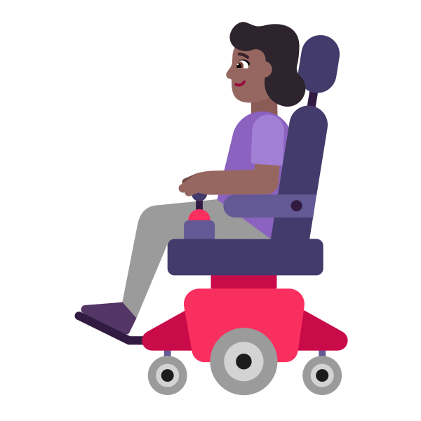 Woman In Motorized Wheelchair Flat Medium Dark Vector