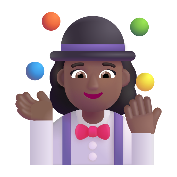 Woman Juggling Color Medium Dark Vector