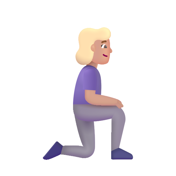 Woman Kneeling Facing Right Color Medium Light Vector