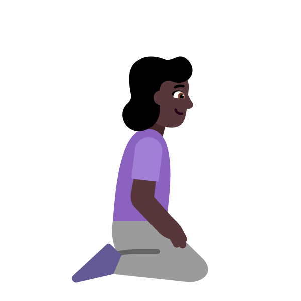 Woman Kneeling Facing Right Flat Dark Vector