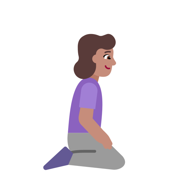 Woman Kneeling Facing Right Flat Medium