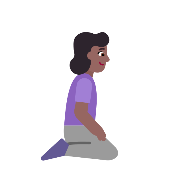 Woman Kneeling Facing Right Flat Medium Dark Vector