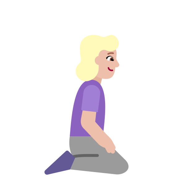 Woman Kneeling Facing Right Flat Medium Light