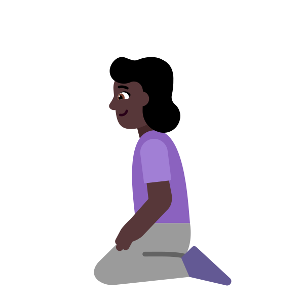 Woman Kneeling Flat Dark Vector