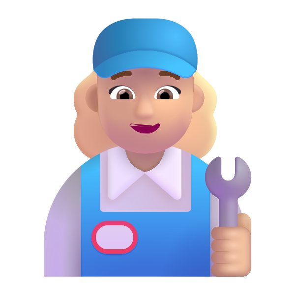 Woman Mechanic Color Medium Light Vector