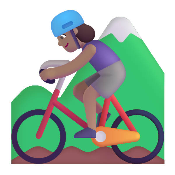 Woman Mountain Biking Color Medium Vector
