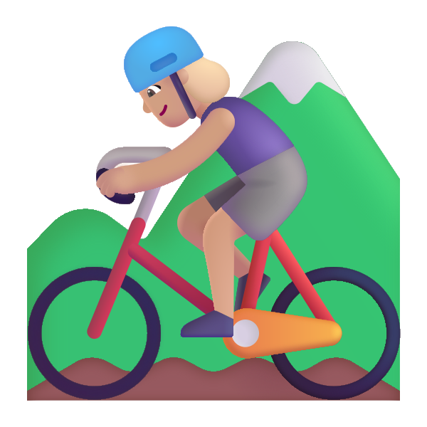 Woman Mountain Biking Color Medium Light Vector