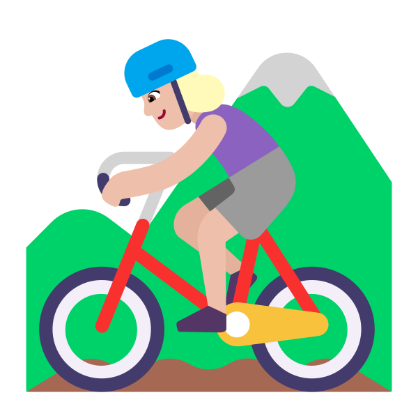 Woman Mountain Biking Flat Medium Light Vector