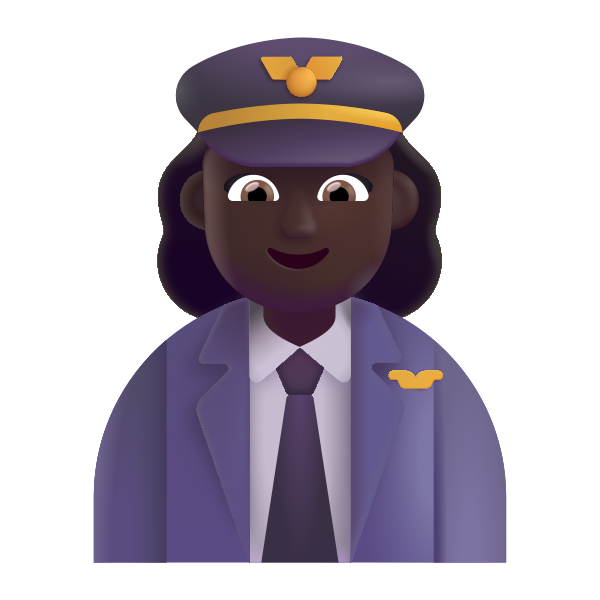 Woman Pilot Color Dark Vector