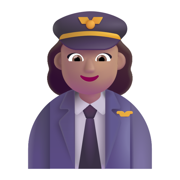 Woman Pilot Color Medium Vector