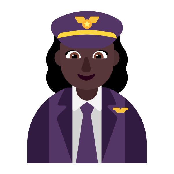 Woman Pilot Flat Dark Vector