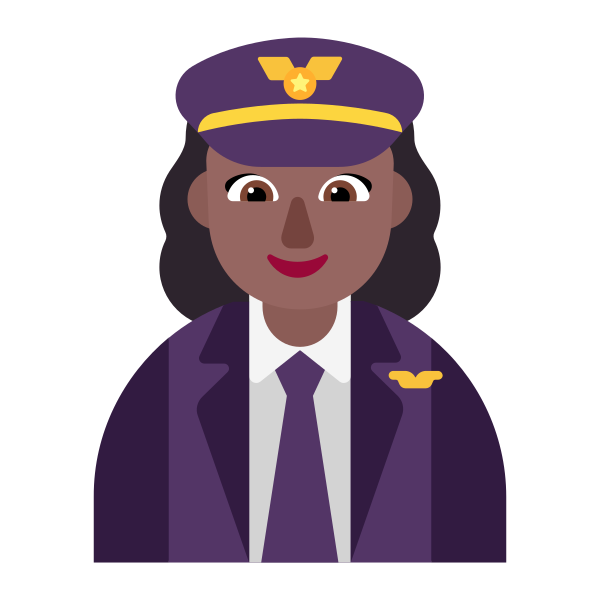 Woman Pilot Flat Medium Dark Vector