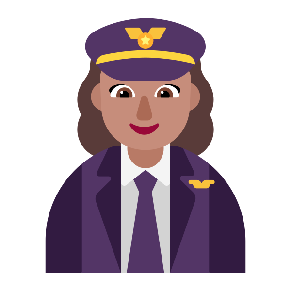 Woman Pilot Flat Medium Vector