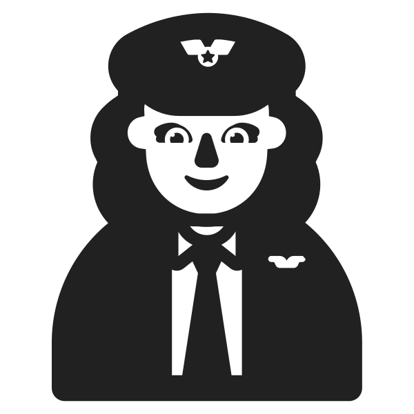 Woman Pilot High Contrast Default Vector