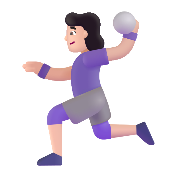 Woman Playing Handball Color Light Vector