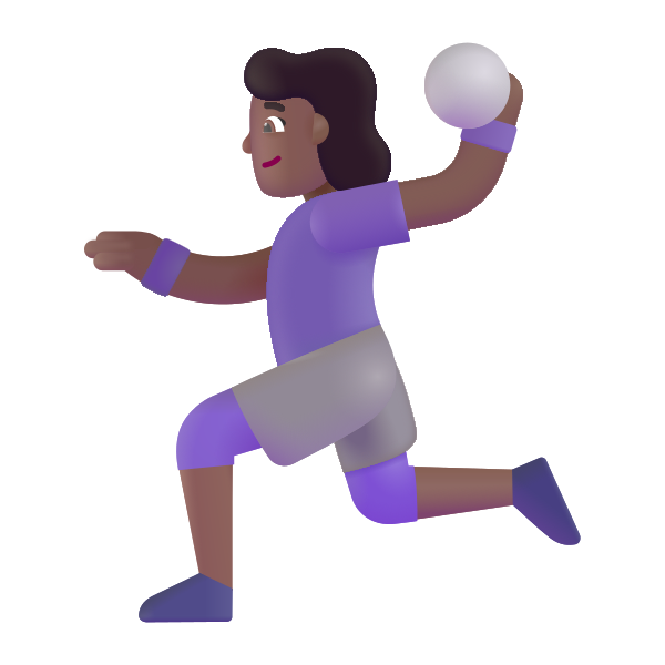 Woman Playing Handball Color Medium Dark Vector