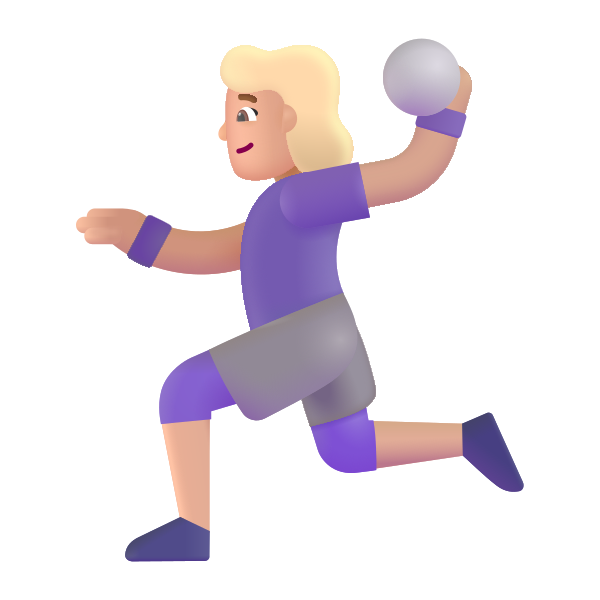 Woman Playing Handball Color Medium Light Vector