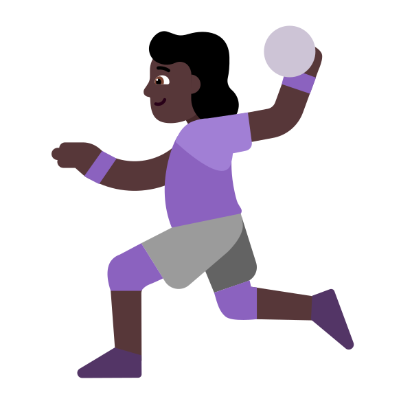 Woman Playing Handball Flat Dark Vector