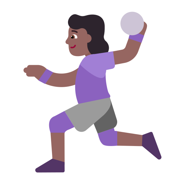 Woman Playing Handball Flat Medium Dark Vector
