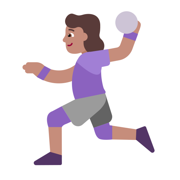 Woman Playing Handball Flat Medium