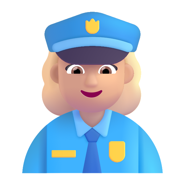 Woman Police Officer Color Medium Light Vector