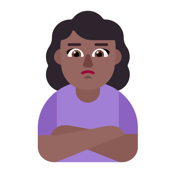 Woman Pouting Flat Medium Dark Vector
