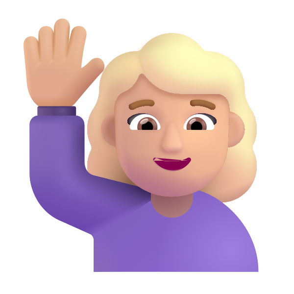 Woman Raising Hand Color Medium Light Vector