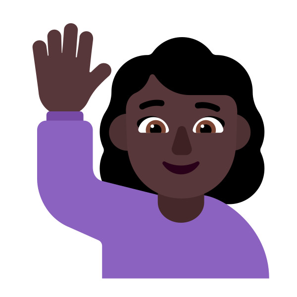 Woman Raising Hand Flat Dark Vector