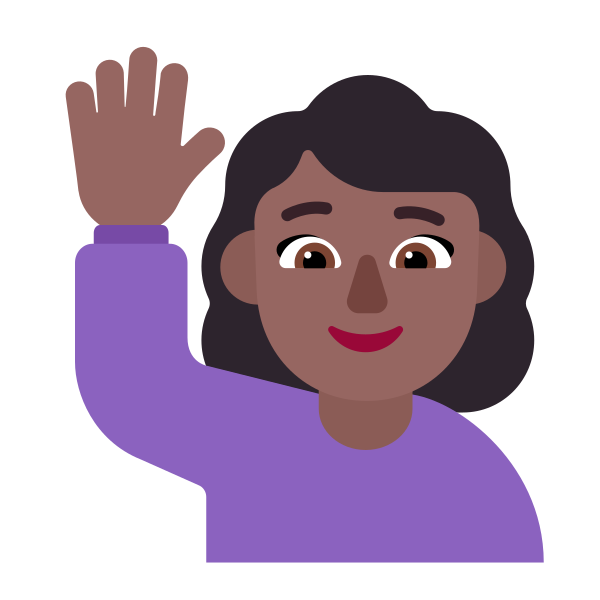 Woman Raising Hand Flat Medium Dark