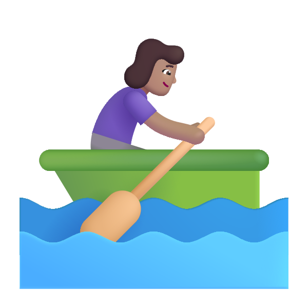 Woman Rowing Boat Color Medium