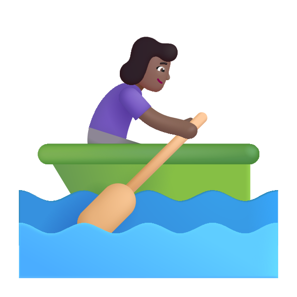 Woman Rowing Boat Color Medium Dark Vector