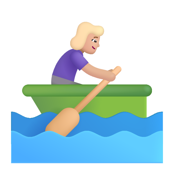 Woman Rowing Boat Color Medium Light