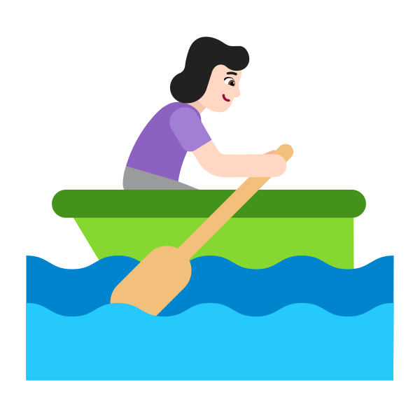 Woman Rowing Boat Flat Light Vector