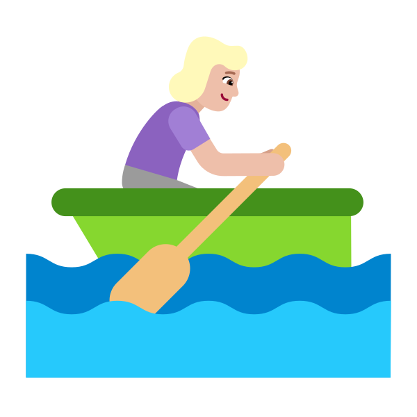 Woman Rowing Boat Flat Medium Light Vector