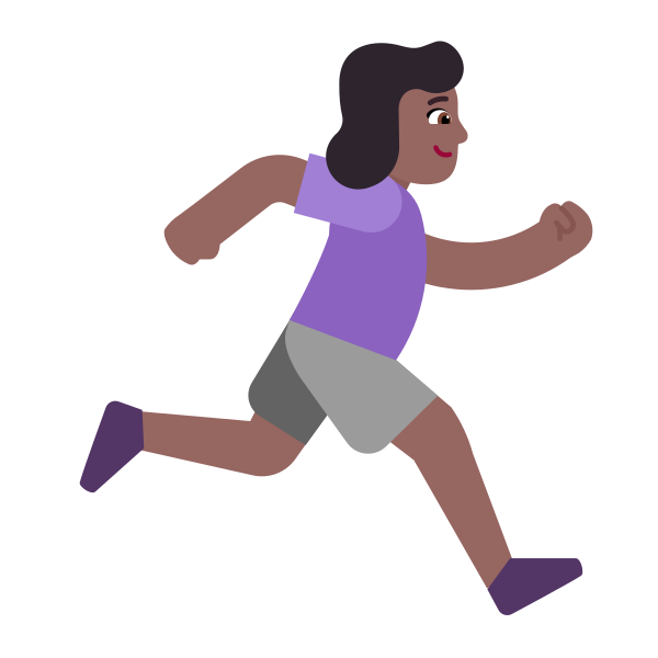 Woman Running Facing Right Flat Medium Dark