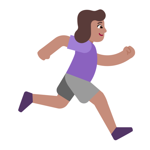 Woman Running Facing Right Flat Medium Vector