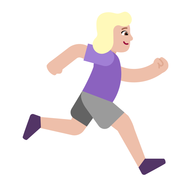 Woman Running Facing Right Flat Medium Light Vector