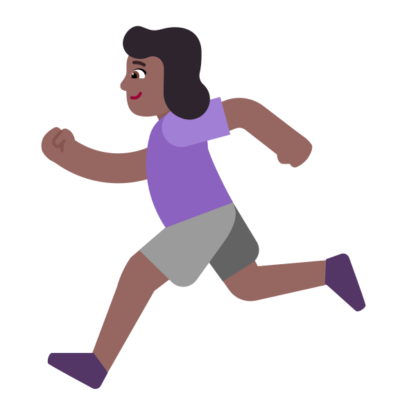 Woman Running Flat Medium Dark Vector