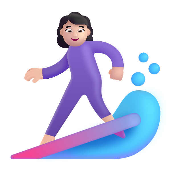 Woman Surfing Color Light Vector