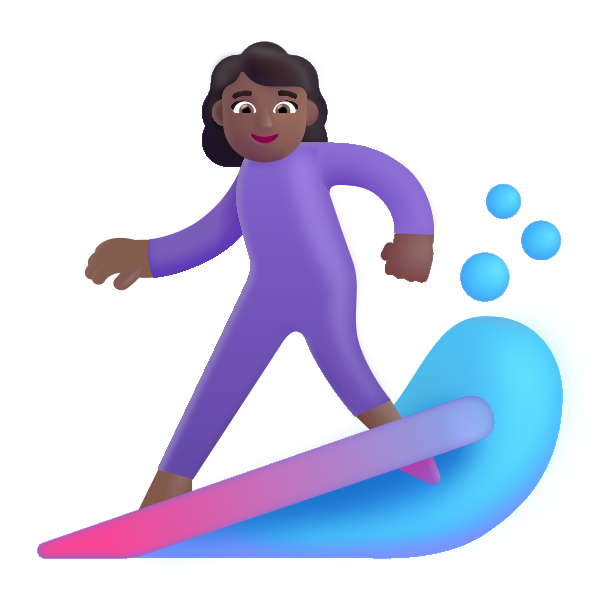 Woman Surfing Color Medium Dark Vector