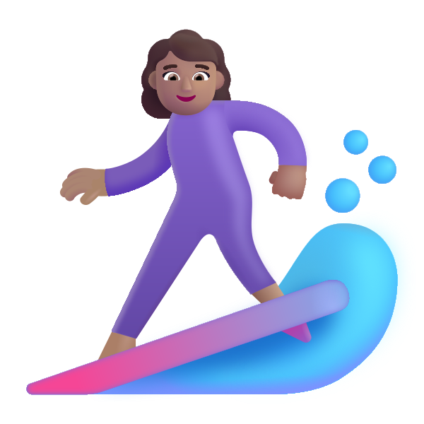 Woman Surfing Color Medium Vector