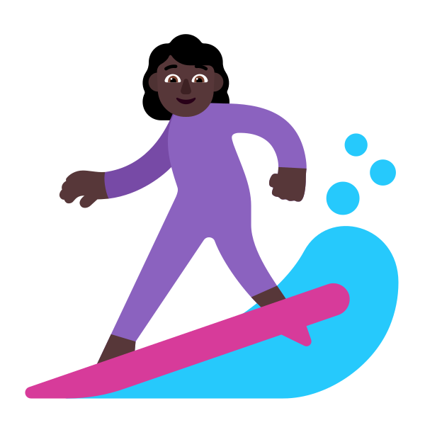 Woman Surfing Flat Dark Vector