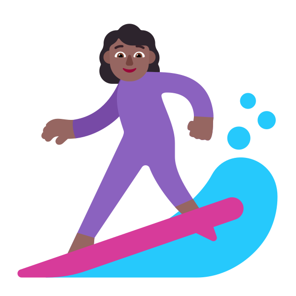 Woman Surfing Flat Medium Dark