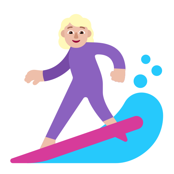 Woman Surfing Flat Medium Light